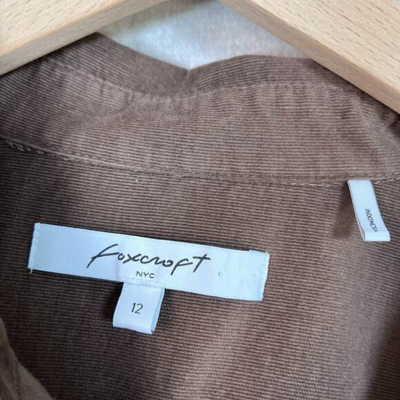 Foxcroft Womens Brown Corduroy Button Up Top Size 12 Large Country Haven Pinwale - Picture 2 of 7